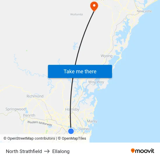North Strathfield to Ellalong map