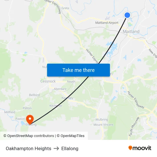 Oakhampton Heights to Ellalong map