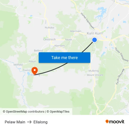 Pelaw Main to Ellalong map