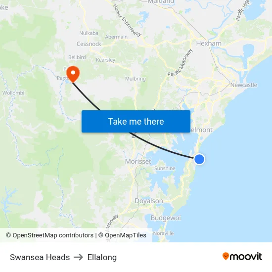 Swansea Heads to Ellalong map