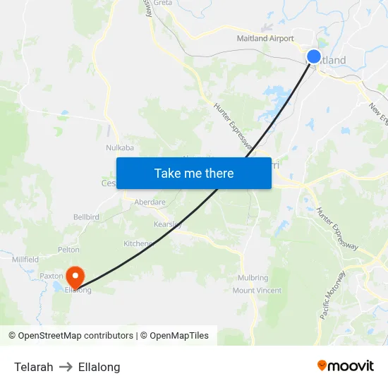 Telarah to Ellalong map