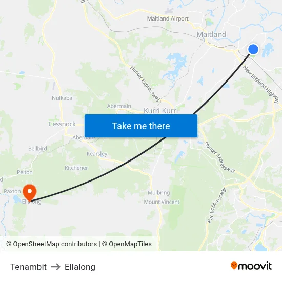 Tenambit to Ellalong map