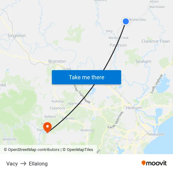 Vacy to Ellalong map