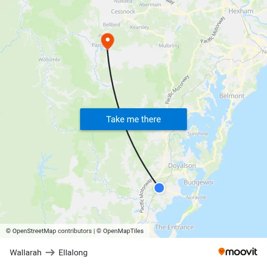 Wallarah to Ellalong map