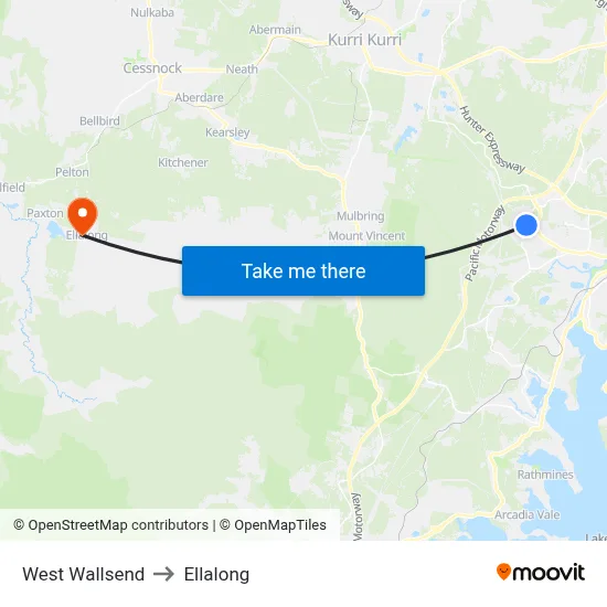 West Wallsend to Ellalong map