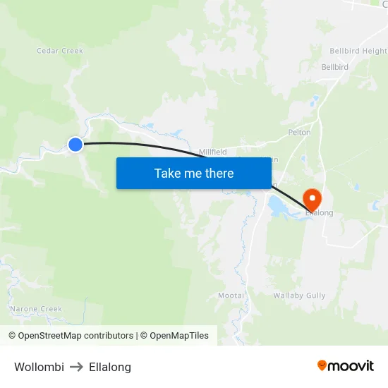 Wollombi to Ellalong map