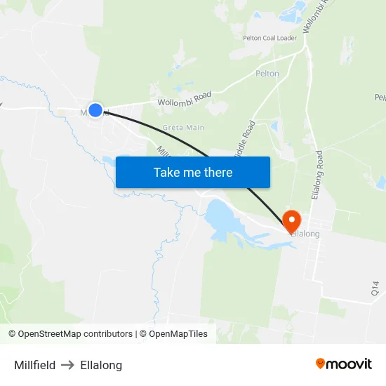 Millfield to Ellalong map