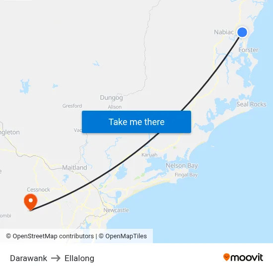 Darawank to Ellalong map