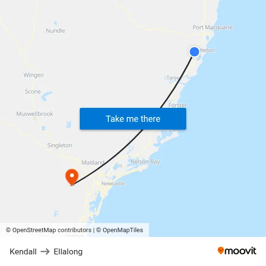 Kendall to Ellalong map