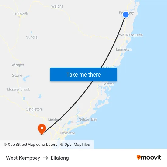 West Kempsey to Ellalong map