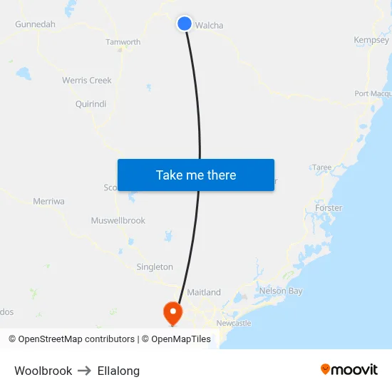 Woolbrook to Ellalong map