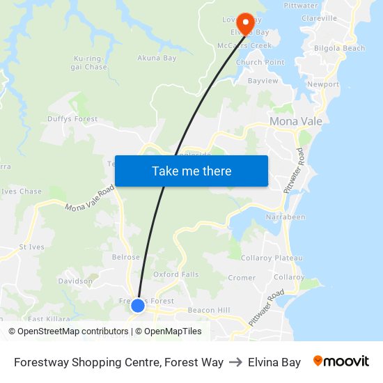 Forestway Shopping Centre, Forest Way to Elvina Bay map