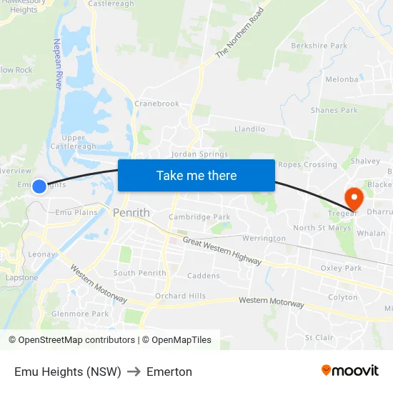 Emu Heights (NSW) to Emerton map