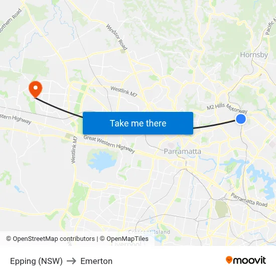 Epping (NSW) to Emerton map