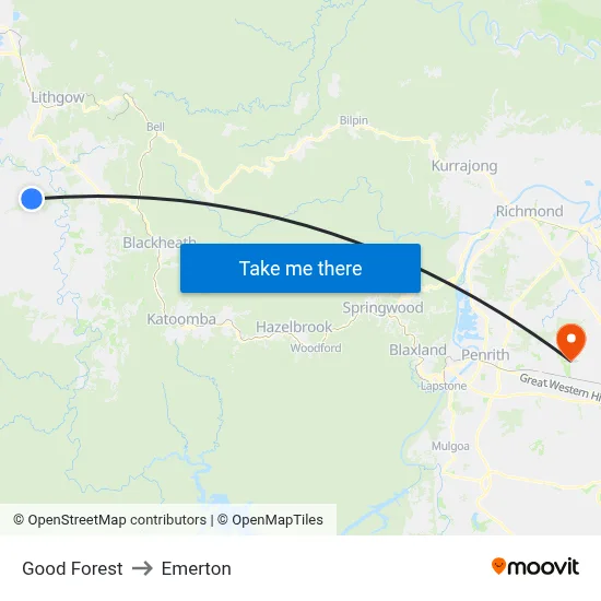 Good Forest to Emerton map