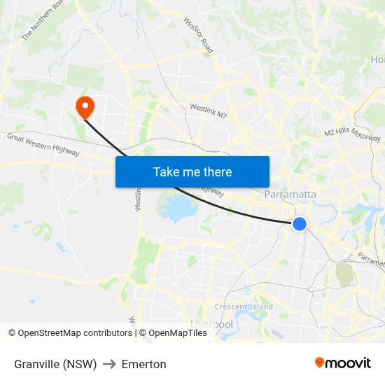 Granville (NSW) to Emerton map