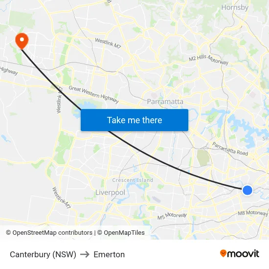 Canterbury (NSW) to Emerton map