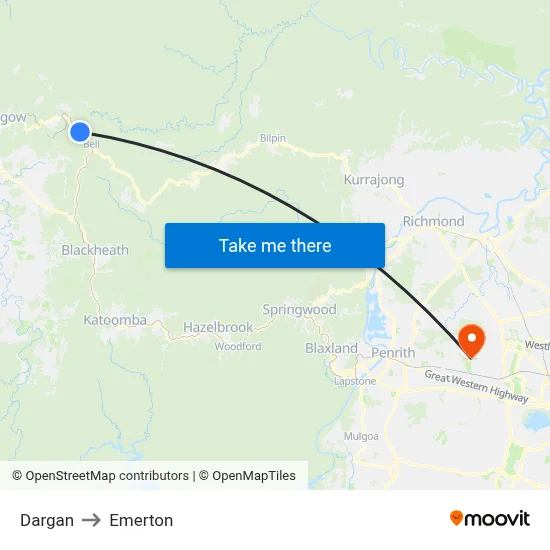 Dargan to Emerton map