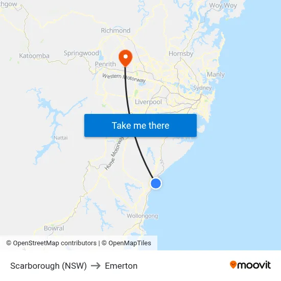 Scarborough (NSW) to Emerton map