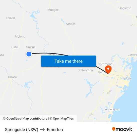 Springside (NSW) to Emerton map