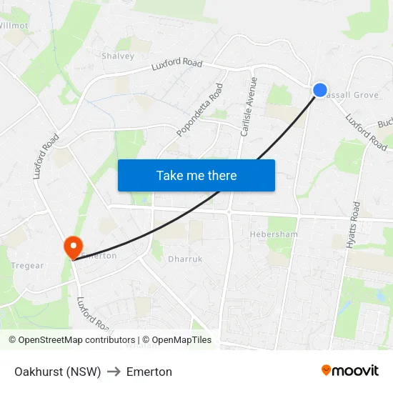 Oakhurst (NSW) to Emerton map