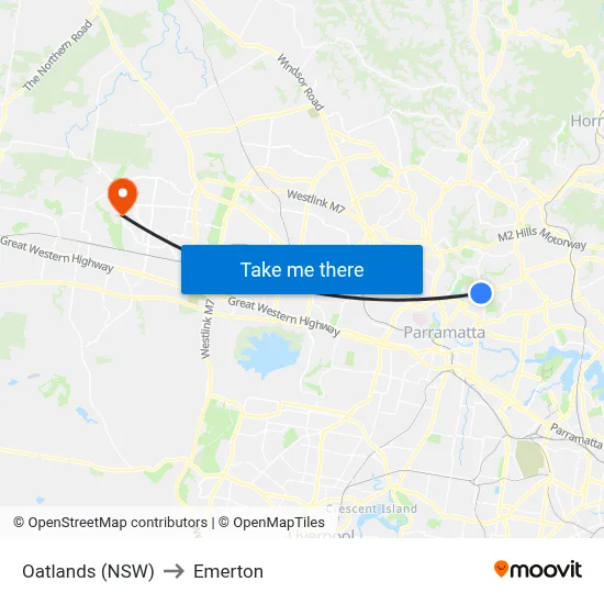 Oatlands (NSW) to Emerton map