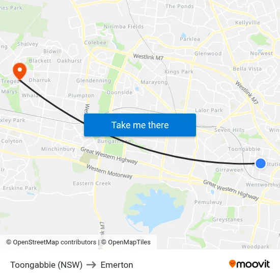 Toongabbie (NSW) to Emerton map