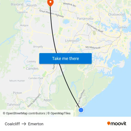 Coalcliff to Emerton map