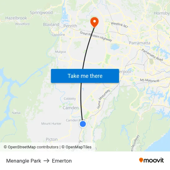 Menangle Park to Emerton map