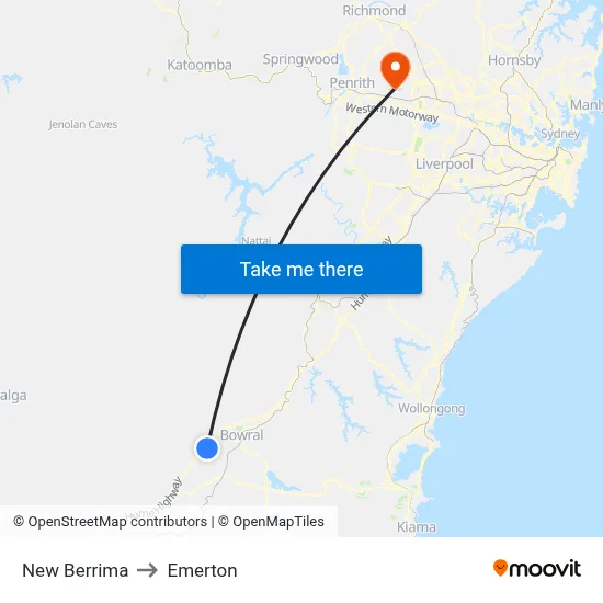 New Berrima to Emerton map