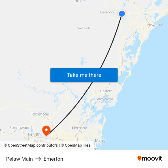 Pelaw Main to Emerton map