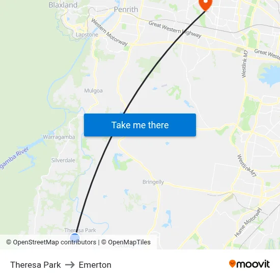 Theresa Park to Emerton map