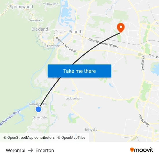 Werombi to Emerton map