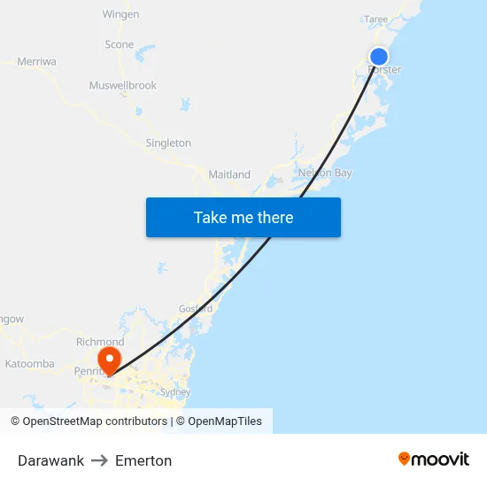 Darawank to Emerton map