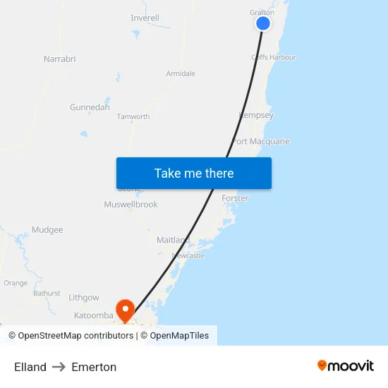 Elland to Emerton map