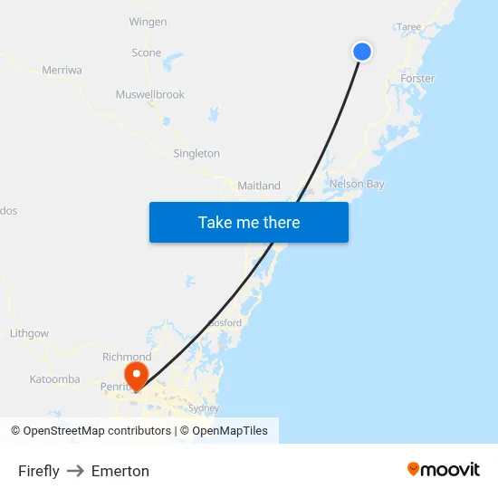 Firefly to Emerton map
