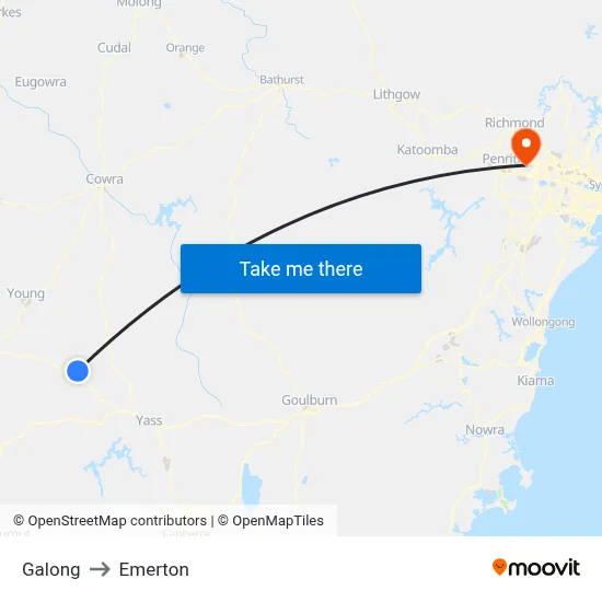 Galong to Emerton map