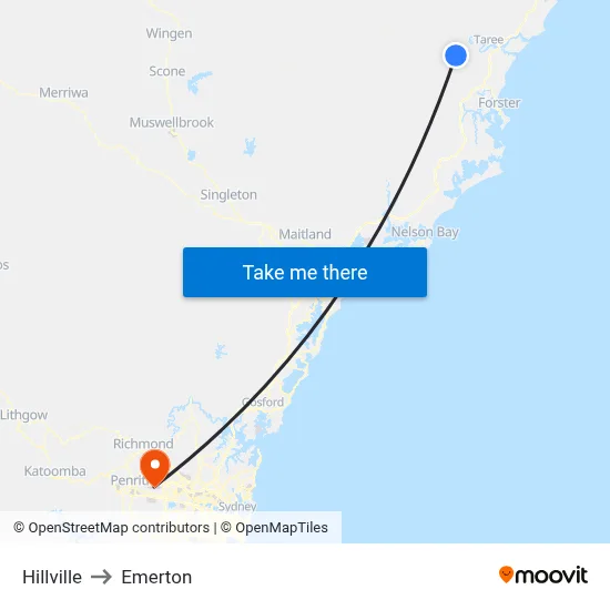 Hillville to Emerton map