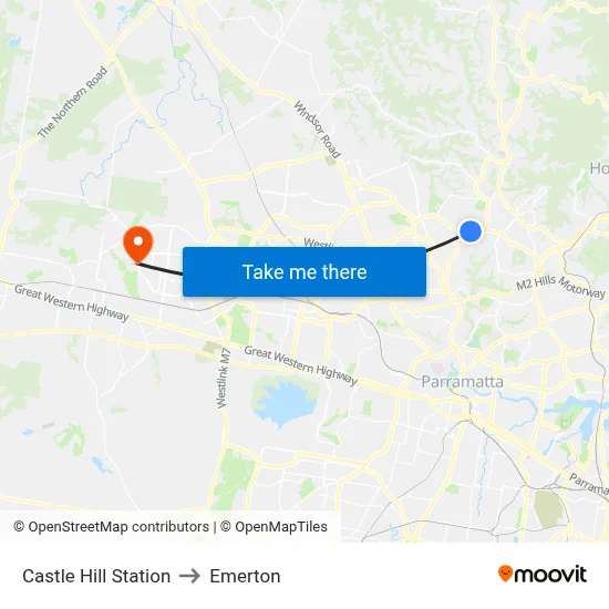 Castle Hill Station to Emerton map