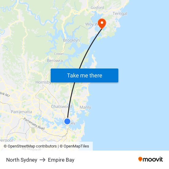 North Sydney to Empire Bay map