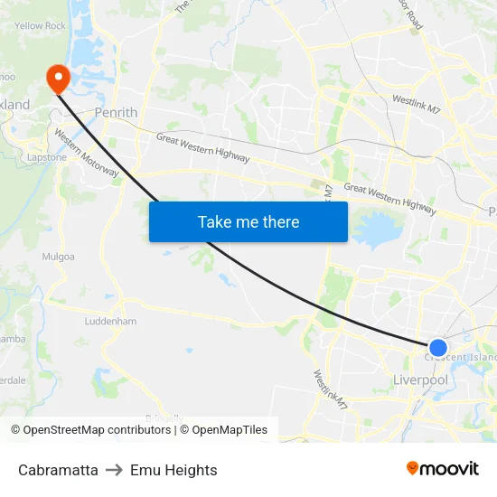 Cabramatta to Emu Heights map