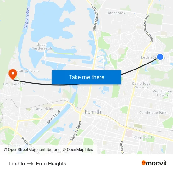 Llandilo to Emu Heights map