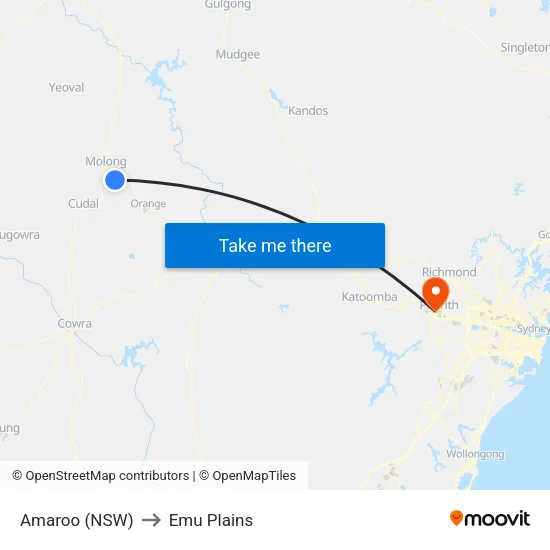 Amaroo (NSW) to Emu Plains map