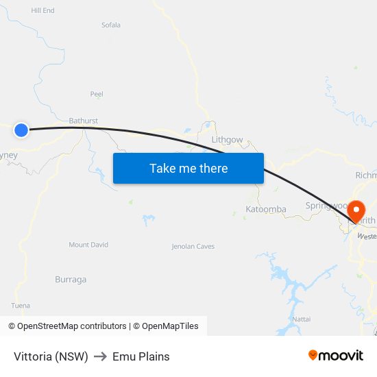 Vittoria (NSW) to Emu Plains map