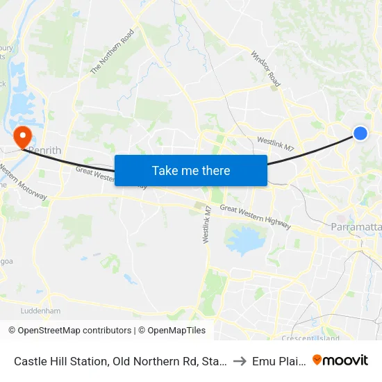 Castle Hill Station, Old Northern Rd, Stand C to Emu Plains map