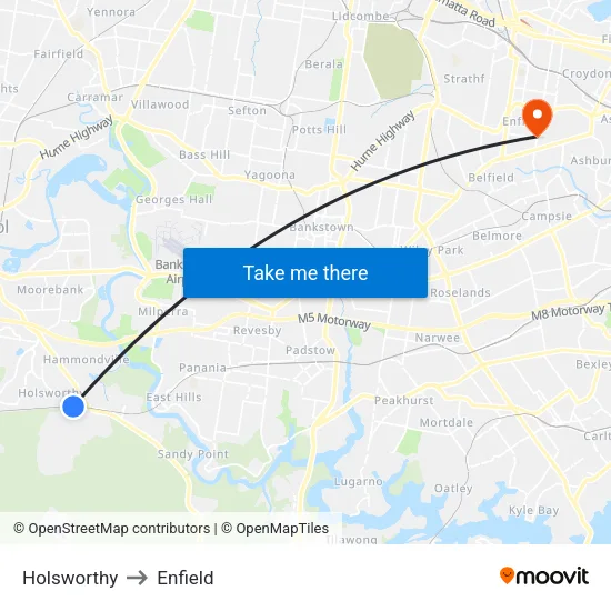 Holsworthy to Enfield map