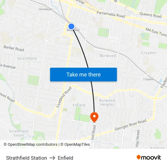 Strathfield Station to Enfield map