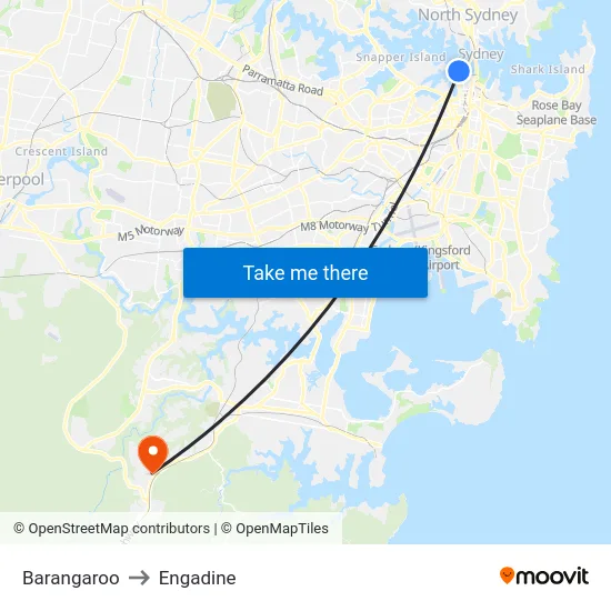 Barangaroo to Engadine map