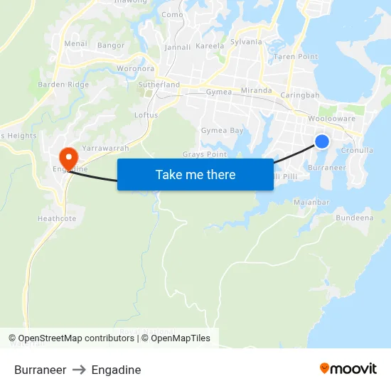 Burraneer to Engadine map