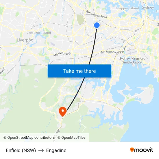Enfield (NSW) to Engadine map
